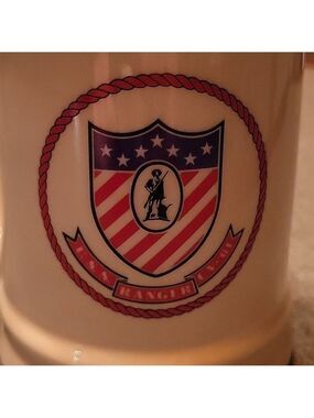 Vintage USS Ranger (CV-61) Coffee Mug, Gold Trim, U.S. Navy